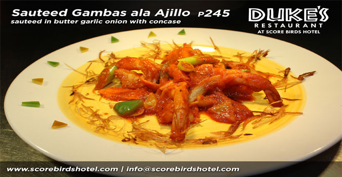 Signature dish at Duke's Restaurant, Scorebirds Hotel — Angeles City dining